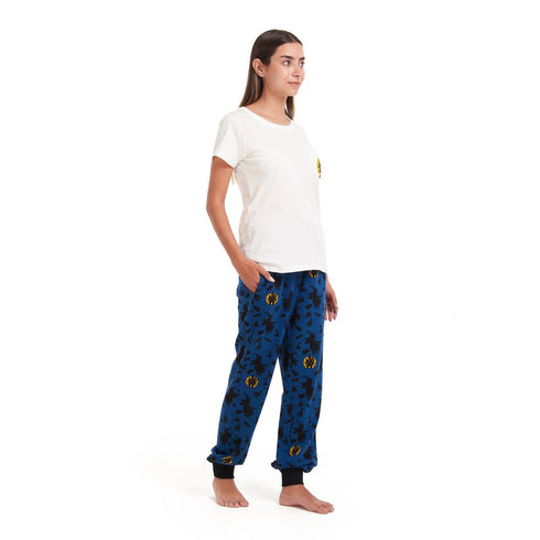 Women summer pajama set Off White T-shirt + Witches pants